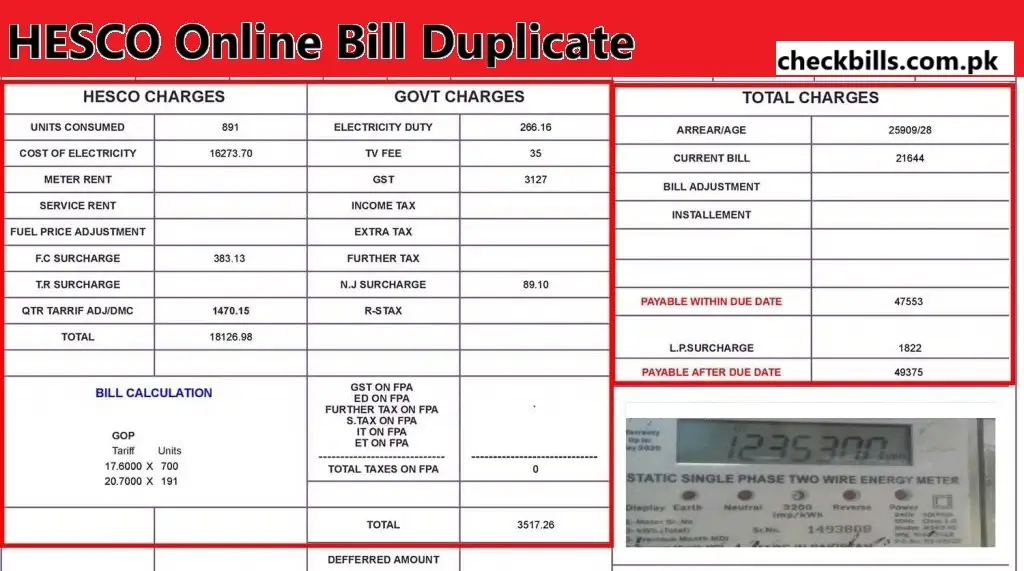 HESCO Online Bill